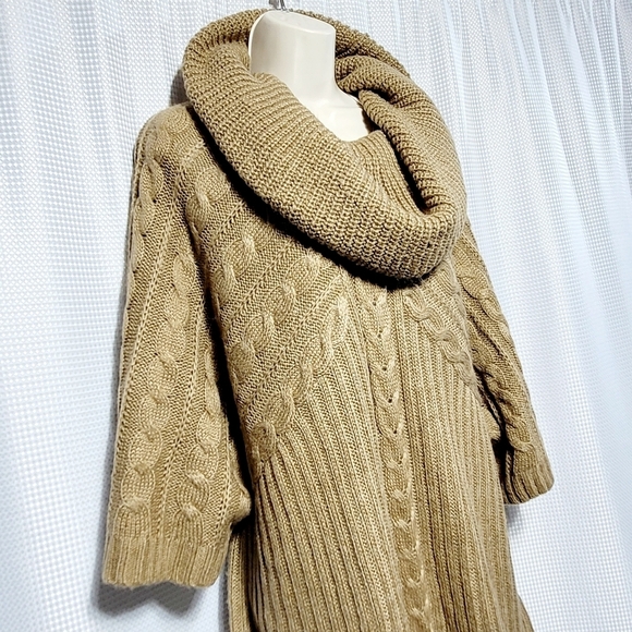 Motto Chunky Golden Brown Cable Knit Cowl Neck Sweater Women's (2X) - Picture 4 of 11